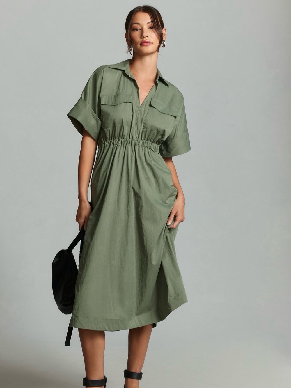 Anthropologie Maeve Utility Shirt Dress XS Petite NEW